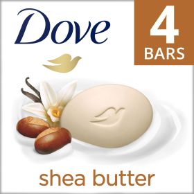 Dove Beauty Bar Gentle Skin Cleanser Shea Butter, 3.75 oz, 4 Bars