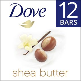 Dove Beauty Bar Gentle Skin Cleanser Shea Butter More Moisturizing Than Bar Soap, 3.75 oz, 12 Bars