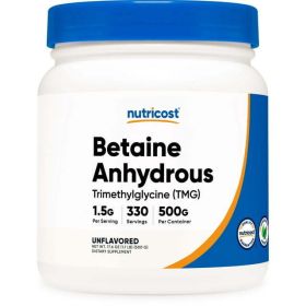 Nutricost Betaine Anhydrous Trimethylglycine (TMG) Powder 500 Grams- Amino Acid Supplement