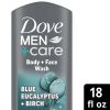 Dove Men+Care Relaxing Hydrating Face and Body Wash, Blue Eucalyptus and Birch, 18 fl oz